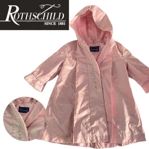 Rothschild Girl’s Pink Embroidered Pleated Raincoat - Picture 1 of 1